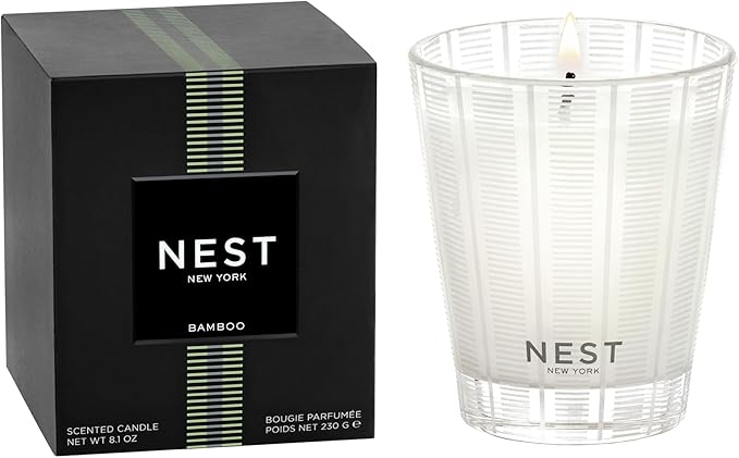 NEST New York Scented Classic Candle, Bamboo - 8.1 oz - Up to 60-Hour Burn Time - Reusable Glass Vessel