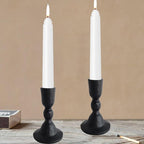 Antique Black Iron Taper Candle Holders - Candlestick Holder for Weddings, Dining, and Parties, Candle Stand Set of 2 (Black)