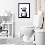 Black and White Bathroom Wall Art, Funny Bathroom Wall Decor, Toilet Paper in Raccoon's Hand Art Decor, Framed Animal Painting for Wall