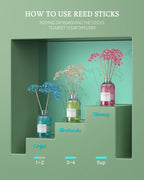 MIZZEO Reed Diffuser Set, White Jasmine 6.76 fl oz Highly Scented Room Diffuser Home Fragrance Essential Oil Reed Flower Diffuser, House Bedroom Office Decor & Gifts