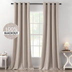 MIULEE Linen Texture Curtains, 2 Pack Blackout Thermal Insulated Khaki, 52x120 Inch Grommet Room Darkening Curtains/Draperies for Bedroom, Living Room, Nursery