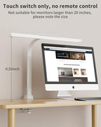 LED Desk Lamps for Home Office, 24W Bright Eye-Caring Desk Light with Clamp, Stepless Dimming Adjustable Flexible Gooseneck Clip on Office Lamp with Adapter for Reading, Study, Workbench,White