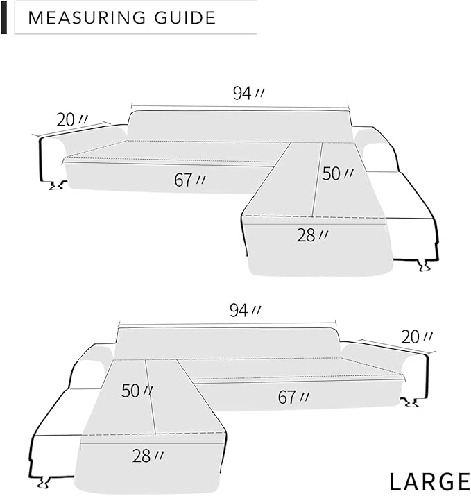 Easy-Going Sectional Couch Covers for Dogs L Shape Sofa Cover Reversible Sofa Slipcover Chaise Lounge Cover Furniture Protector Cover for Pets Dog Cat (Large, Dark Gray/Dark Gray)