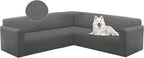 HDCAXKJ Sectional Couch Cover L Shape Stretch Sofa Covers Washable Jacquard Corner Couch Slipcover Non Slip Sectional Slip Cover U Shaped Furniture Protector for Pets Dogs (Dark Grey, Medium)