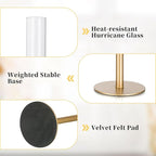 Glasseam Hurricane Glass Candlestick Holder, Set of 6 Matte Gold Candle Holders with Cylinder Chimney Rustic Tall Taper Candleholder for Table Centerpieces Wedding Dining Table Christmas Decoration