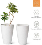 LA JOLIE MUSE 20inch Tall White Planters Set of 2,Large Tree Planters for Indoor Plants,Flower Containers for Front Porch, Honeycomb