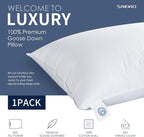 100% Canadian White Down Pillow - Luxury Sleeping Pillow for Back, Stomach & Side Sleepers - 800 Fill Power Bed Pillow (King-Firm)