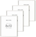 HAUS AND HUES 8x10 Picture Frame Set of 4-8 x 10 Frame White Photo Frames, Wood Frames Bulk, 8x10 Frames Set of 4 for Wall Art (White Oak)
