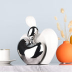 XMGZQ White and Silver Ceramic Couple Figurines Home Decor,Wedding Engagement Romantic Gift for Husband Wife,Large Male and Female Love Statue Valentine's Day Birthday,Abstract Hugging Couple