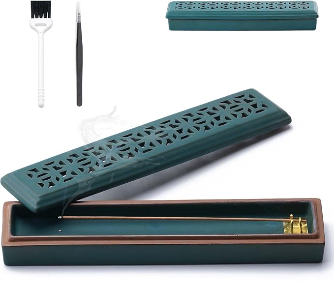 CEREMONY Incense Holder for Sticks，Ceramic Insence-Stick Holder Ash Catcher，Incense Holder Timkburner for Meditation Yoga Spa Room Decor