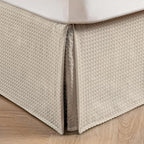 MIYE Pleated Waffle Weave Bed Skirt, Tailored Dust Ruffle 14 Inch Drop Easy Fit, Machine Washable (Cream, King - 14" Drop)