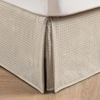MIYE Pleated Waffle Weave Bed Skirt, Tailored Dust Ruffle 12 Inch Drop Easy Fit, Machine Washable (Cream, King - 12" Drop)