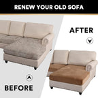 PrinceDeco Sectional Couch Covers 3 Pieces Velvet Sofa Covers L Shape Soft Couch Covers for Sectional Sofa Corner Sofa Cover Couch Cover for Dogs Washable (2 Seater + 1 Chaise,Camel)