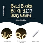 WLHOPE Read Books Be Kind Stay Weird Neon Sign Neon Signs for Wall Decor Lovers Gifts Bedroom Bookstore Reading Room Library Study Room Decoration Dimmable Read Books Neon Lights LED Sign