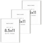 HAUS AND HUES 8.5x11 White Metal Picture Frames - Features Premium Aluminum, Shatterproof Plexiglass - Perfect for Diplomas, Documents, Certificates (8.5x11 in, White, Set of 3)