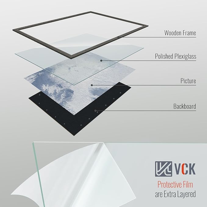 VCK 16x24 Frame Set of 3, Gray Solid Wood Poster Picture Frame, Exclusive Wood Grain, Wall Gallery Frame