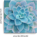 Wall Decor for Bedroom Canvas Artwork Blue-Green Succulents Prints Pictures Wall Art for Living Room Hanging Plants for Bedroom Decor Modern Popular Wall Decorations Blue-Green Flower Size 20x20