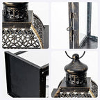 NEEDOMO Large Candle Lanterns Decorative Indoor, 14.4" Outdoor Lantern with Clear Glass, Vintage Metal Candle Holders in Black, Patio Wedding Home Kitchen Coffee Table Livinig Room Decor