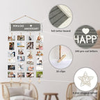 Picture Frames Collage Wall Decor Collage Picture Frames, Rustic Felt Letter Board with 340 Letters and 30 Clips, Unique DIY Multi Photo Frame for Dorm Room Decor Family Birthday Gifts