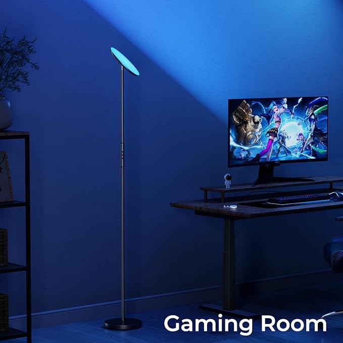 Smart Floor Lamp, 2800LM RGBWW Standing Lamps for Living Room with Smart App & Voice Control, 69.3in Torchiere Floor Lamps Color Changing, 350°Rotating LED Tall Lamp for Bedroom Office Gaming Party