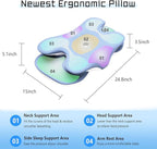Cervical Neck Pillow for Pain Relief - Contour Memory Foam Pillows with Cooling Pillowcase, Neck Support Pillows for Sleeping, Ergonomic Orthopedic Pillow for Side, Back, Stomach Sleepers (Blue)