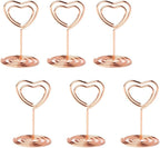 20pcs Mini Place Card Holder, Table Number Holders, Table Card Holders, Table Number Stands, Wire Table Picture Photo Holder with Heart Shaped Menu Clips for Wedding Favors (Rose Gold)