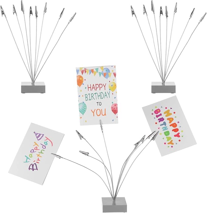 3 Pcs Photo Tree Holder with Clips, 8-Branch Gift Card Clip Holders, Multi-Head Metal Desk Card Display Stands, Table Number Holders, Ideal for Pictures, Notes, and Wedding Party Decorations