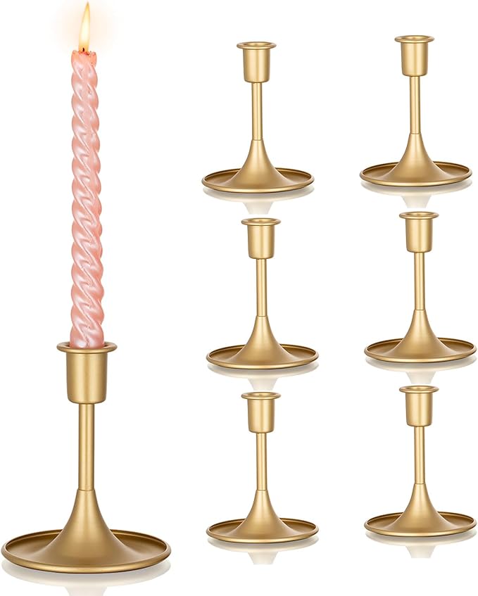 Sziqiqi Gold Candlestick Candle Holder - Taper Candles Holder for Table Centerpiece Metal Candle Holders for Wedding Anniversary Decorative Candle Stands for Advent Shabbat