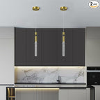 Pendant Lights Kitchen Island Light Fixtures Dimmable LED Modern Pendant Light with Bubble Crystal Pendant Lighting for Kitchen Bedroom Hallway Entryway (Gold 2-Pack)