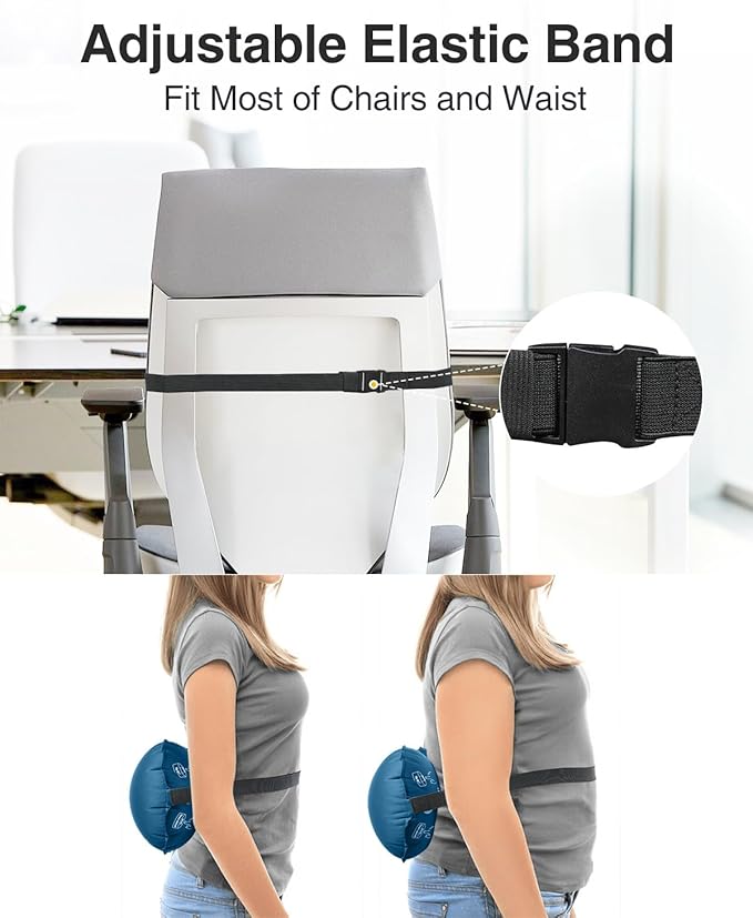 Luxtude Inflatable Lumbar Pillow for Airplane Travel, Lumbar Support Pillow for Office Chair/Car, Self-Inflating Travel Lumbar Pillow Back Support, Lower Back Pillow for Reducing Lumbar Pain