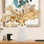 10.2" Ceramic Flower Vintage Vase - White & Gold Stripes Textured Ceramic Vase for Farmhouse Modern Home Decor Pampas Grass Centerpieces Living Room Bedroom Office Decoration