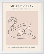 Poster Master Vintage Poster - Retro One Line Swan Drawing Print - Swan Art - Bird Art - Minimal Gift for Her, Animal Lover - Abstract Decor for Home, Office, Bedroom, 16x20 White Framed