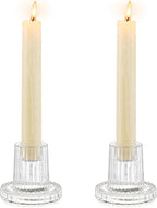Romadedi Glass Candle Holder for Candlestick - 2Pcs Clear Tapered Wedding Decor Table Centerpiece for Candle Sticks Christmas Party Living Room Dinner Advent Decoration