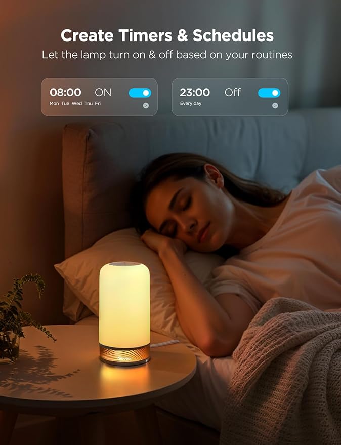 Govee RGBIC Smart Table Lamp 2, Touch Bedside Small Table Lamp Work with Matter, Alexa, LED Desk Lamp with 64 Scene Modes, Color Changing Lamp for Bedroom Living Room Dimmable Night Light(Corded)