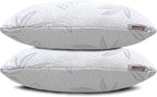 JJDANFILL Rayon Derived from Bamboo Pillow Standard Size Set of 2 - Machine Washable Bed Pillows for Sleeping for Back, Stomach and Side Sleeper - Firm Shredded Memory Foam Pillows 20 * 26in