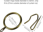 Hotop 30 Pcs Metal Drapery Curtain Rings 0.98/1.26/1.65 inch Interior Diameter and 30 Pcs Hanging Curtain Drapery Pin Hooks for Window Door Shower(32 mm,Oil-Rubbed Bronze)