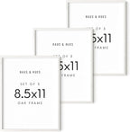 HAUS AND HUES Set of 3 Wood Picture Frames 8.5 X 11 - Wood Picture Frames 8.5 X 11 Document Frames 8.5x11, Certificate Frames 8.5 X 11 Multi Pack Natural Wood Frame, 8.5 X 11 Frame (White Oak Frame)