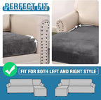 H.VERSAILTEX Velvet Stretch Sectional Sofa Covers - 4 Piece Seat Cushions for L Shape Sectional Couch (Large 3 Seater + 1 Chaise, Grey)