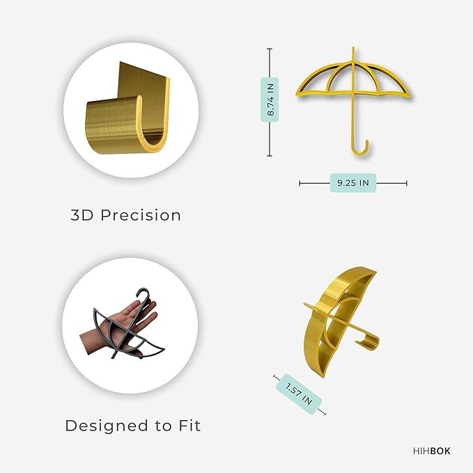 Black & Gold Umbrella Decor – Modern 3D Printed Sculpture for Home or Desk, Minimalist Artistic Accent, Dual Design Set of Two