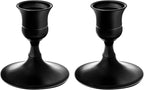 Vintage Black Taper Candle Holders, Set of 2, Metal Taper Candlestick Holder for Dinner Room Table Centerpiece, Wedding Reception, Festive,Mantel Decoration, Home Decor (Black, Set of 2)