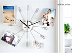 Mollytek Wall Clock Photo Collage Photo Wall Clock with Pictures Around It Wall Mounted Photo Display Clock with 16 Photo Clips for Hanging Prints, Instax, Polaroid, Holiday Cards,Artwork
