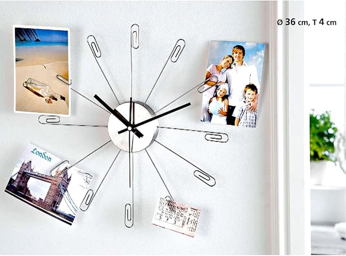 Mollytek Wall Clock Photo Collage Photo Wall Clock with Pictures Around It Wall Mounted Photo Display Clock with 16 Photo Clips for Hanging Prints, Instax, Polaroid, Holiday Cards,Artwork