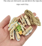 HAHIYO Cactus Painted Mini Wooden Clothespin Clip with 6.56 Feet Jute Twine Photo Paper Holders 1.38inch Tight Clamp Not Fray Rope Post Notices Handy Read for Hanging Postcard Wedding 20PCS