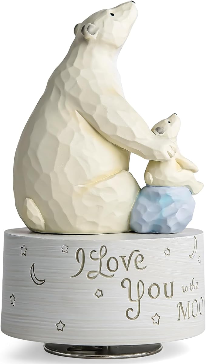 AIDLNS Polar Bear Music Box Figurine, Birthday Gifts for Daughter Son Mom Dad Kids Christmas Anniversary, Sculpted Hand-Painted Musical Figure Plays You are My Sunshine Tune