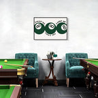Green 8 Ball Poster, Lucky Me Lucky You Lucky Us Quote Canvas Wall Art, Playful Billiards Balls Picture Print, Retro 8ball Pool Painting for Bar Cart Game Room Man Caves Wall 12x16in Wrapped Canvas