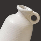 Sunddo White Vase with Handle, 10 inch Ceramic Rustic Vase, Farmhouse Decor, Boho Modern Decorations, Table, Living Room, Shelf, Mantel Decor