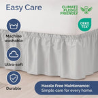 Wrap Around Dust Ruffle Bed Skirt - French Grey - for Queen Size Beds w/ 12 Inch Drop - Easy Fit Elastic Strap - Adjustable Pleated Bedskirt w/Brushed Fabric - Wrinkle Free, Women, Men, Kids & Teens