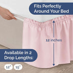 Wrap Around Dust Ruffle Bed Skirt - Lavender Pink - for King Size Beds w/ 12 Inch Drop - Easy Fit Elastic Strap - Adjustable Pleated Bedskirt w/Brushed Fabric - Wrinkle Free, Women, Men, Kids & Teens
