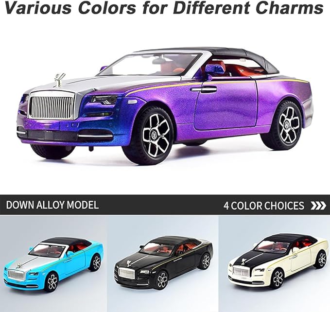 Collectible Toy Car 1/24 Rolls-Royce Dawn Diecast Model Car, Alloy Pull Back Toy Car Vehicles with Light and Sound Exquisite Car Model for Boys Kids Adults Gift