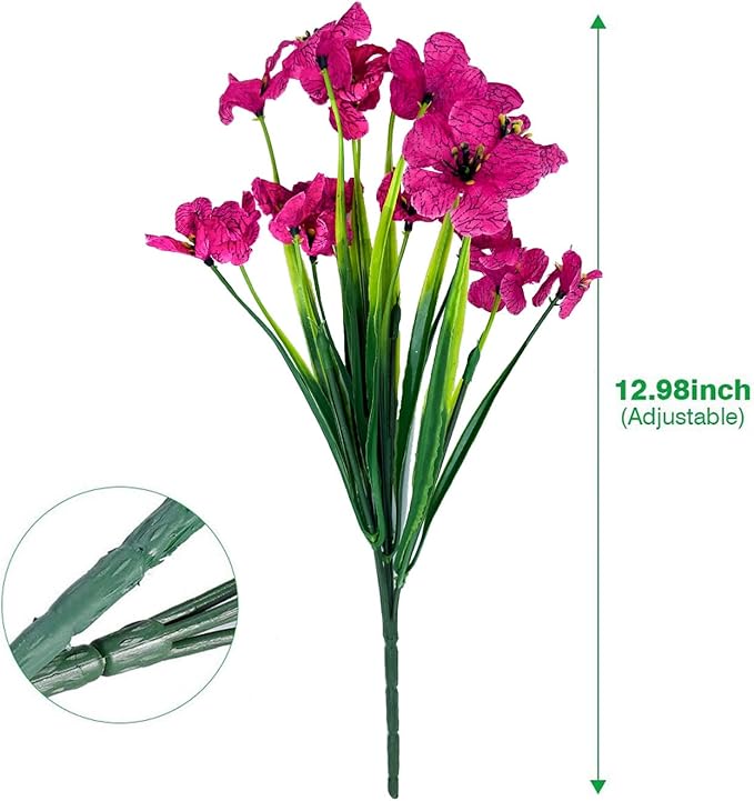 20 Bundles Artificial Flowers for Outdoors, UV Resistant Fake Flowers with Plastic Plants , Faux Silk Flowers for Planter outdoors, fake realistic flowers for Window Box Front Porch Patio Decor-Rosy